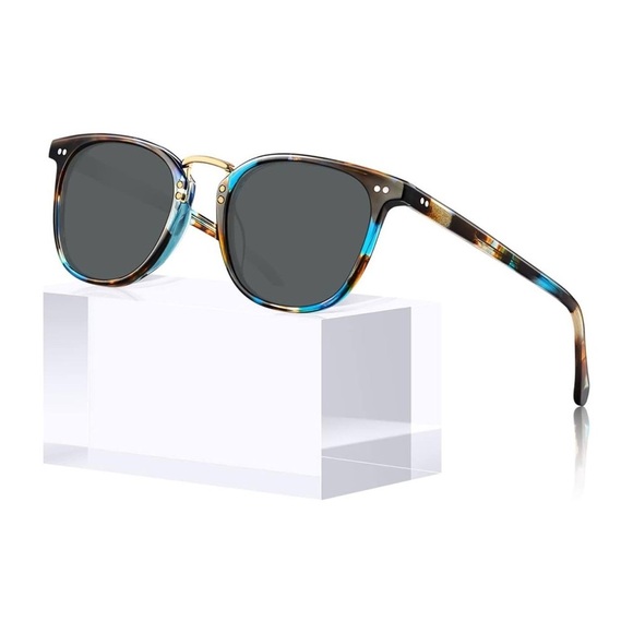 ✨ Carfia Polarized Sunglasses – Unisex – Tortoise / Blue Accents - Picture 2 of 14